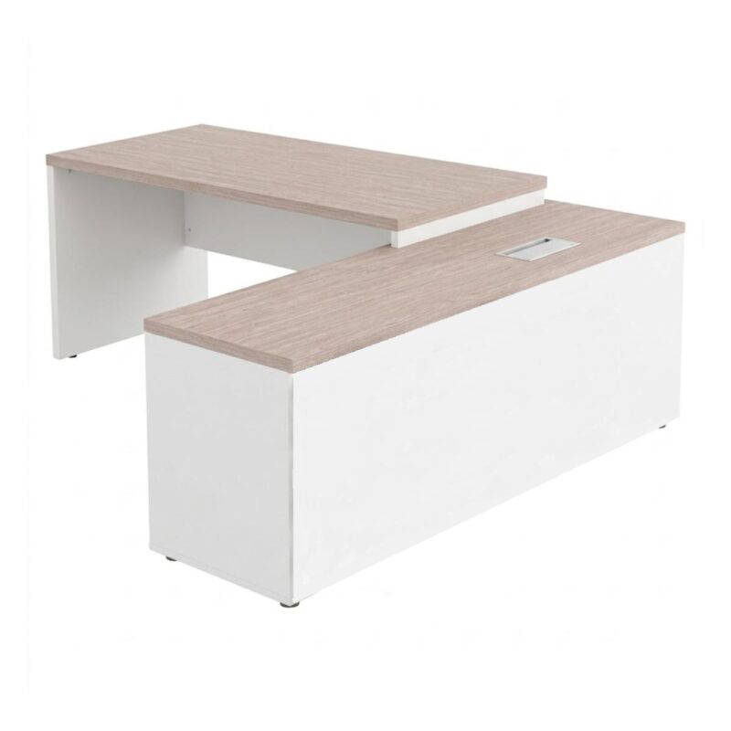 Móveis para Escritório Mesa Diretoria para Escritório 2,10x1,60m com Balcão Lado Direito -  Fresno /Branco - 71101