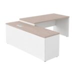 Móveis para Escritório Mesa Diretoria para Escritório 2,10x1,60m com Balcão Lado Esquerdo -  Fresno /Branco - 71117