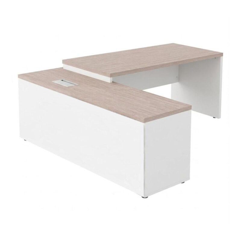Móveis para Escritório Mesa Diretoria para Escritório 2,10x1,60m com Balcão Lado Esquerdo -  Fresno /Branco - 71117