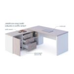 Móveis para Escritório Mesa Diretoria para Escritório 2,10x1,60m com Balcão Lado Esquerdo -  Fresno /Branco - 71117
