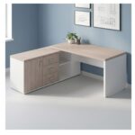 Móveis para Escritório Mesa Diretoria para Escritório 2,10x1,60m com Balcão Lado Esquerdo -  Fresno /Branco - 71117