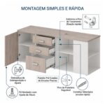 Móveis para Escritório Mesa Diretoria para Escritório 2,10x1,60m com Balcão Lado Esquerdo -  Fresno /Branco - 71117