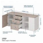 Móveis para Escritório Mesa Diretoria para Escritório 2,10x1,60m com Balcão Lado Esquerdo -  Fresno /Branco - 71117