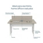 Móveis para Escritório Mesa Estação de Trabalho Dupla 1,20x1,30m 02 Lugares s/ Gavetas c/ ponto para tomadas - Fresno / Branco - 71119