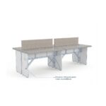 Móveis para Escritório Mesa Estação de Trabalho 2,40x1,20m 04 Lugares s/ Gavetas c/ ponto para tomadas - Fresno / Branco - 71120