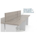 Móveis para Escritório Mesa Estação de Trabalho 2,40x1,20m 04 Lugares s/ Gavetas c/ ponto para tomadas - Fresno / Branco - 71120