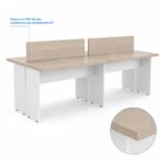 Móveis para Escritório Mesa Estação de Trabalho 2,40x1,20m 04 Lugares s/ Gavetas c/ ponto para tomadas - Fresno / Branco - 71120