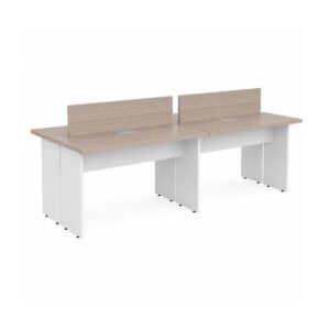 Móveis para Escritório Mesa Estação de Trabalho 2,40x1,20m 04 Lugares s/ Gavetas c/ ponto para tomadas - Fresno / Branco - 71120