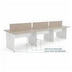 Sem categoria Mesa Estação de Trabalho 3600x1,20m 06 Lugares s/ Gavetas c/ ponto para tomadas - Fresno / Branco - 71121