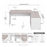 Móveis para Escritório Mesa Diretoria para Escritório 2,10x1,60m com Balcão Lado Direito -  Fresno /Branco - 71101