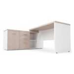 Móveis para Escritório Mesa Diretoria para Escritório 2,10x1,60m com Balcão Lado Esquerdo -  Fresno /Branco - 71117