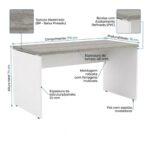 Móveis para Escritório Mesa para Escritório Reta 1,70x0,70m - S/ Gavetas - Fresno / Branco - 71104