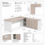 Móveis para Escritório Mesa Diretoria para Escritório 2,10x1,60m com Balcão Lado Direito -  Fresno /Branco - 71101