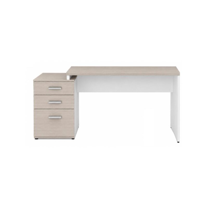 Móveis para Escritório Mesa Escritório Pedestal com 03 Gavetas 2,10x0,70m -  Fresno / Branco - 71130