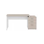 Móveis para Escritório Mesa Escritório Pedestal com 03 Gavetas 2,10x0,70m -  Fresno / Branco - 71130