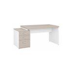 Móveis para Escritório Mesa Escritório Pedestal com 03 Gavetas 2,10x0,70m -  Fresno / Branco - 71130