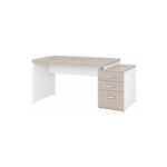 Móveis para Escritório Mesa Escritório Pedestal com 03 Gavetas 2,10x0,70m -  Fresno / Branco - 71130