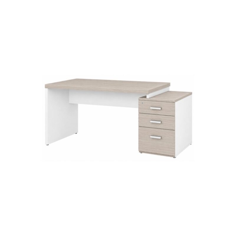 Móveis para Escritório Mesa Escritório Pedestal com 03 Gavetas 2,10x0,70m -  Fresno / Branco - 71130