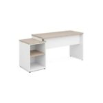 Móveis para Escritório Mesa Escritório Pedestal com 03 Gavetas 2,10x0,70m -  Fresno / Branco - 71130
