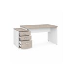 Móveis para Escritório Mesa Escritório Pedestal com 03 Gavetas 2,10x0,70m -  Fresno / Branco - 71130