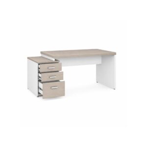 Móveis para Escritório Mesa Escritório Pedestal com 03 Gavetas 2,10x0,70m -  Fresno / Branco - 71130