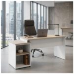 Móveis para Escritório Mesa Escritório Pedestal com 03 Gavetas 2,10x0,70m -  Fresno / Branco - 71130