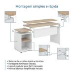 Móveis para Escritório Mesa Escritório Pedestal com 03 Gavetas 2,10x0,70m -  Fresno / Branco - 71130