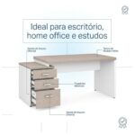 Móveis para Escritório Mesa Escritório Pedestal com 03 Gavetas 2,10x0,70m -  Fresno / Branco - 71130