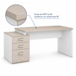 Móveis para Escritório Mesa Escritório Pedestal com 03 Gavetas 2,10x0,70m -  Fresno / Branco - 71130