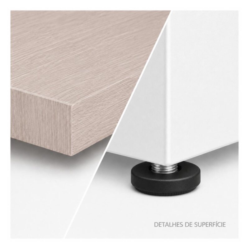 Móveis para Escritório Mesa para escritório Pé Painel (Mesa 1,70x0,70m + Mesa Auxiliar) com 02 Gavetas – Fresno / Branco - 71109
