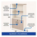 Móveis para Escritório Armário Alto Escritório Semi-Aberto com 02 Portas - 1,62×0,80×0,45m - Fresno / Branco – 71021