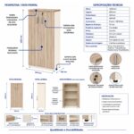 Móveis para Escritório Armário Alto Fechado Escritório com 02 Portas – 1,62×0,80×0,45m – Fresno / Branco - 71020
