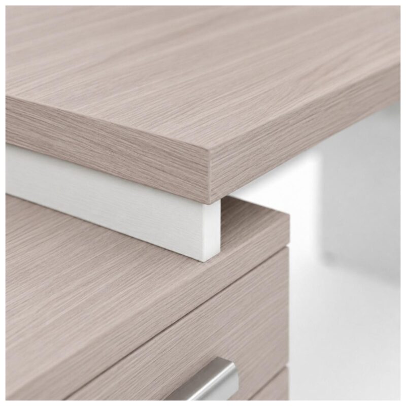 Móveis para Escritório Mesa Escritório em L Pedestal com 03 Gavetas 2,10x0,70m -  Fresno / Branco - 71134