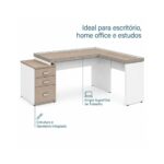 Móveis para Escritório Mesa Escritório em L Pedestal com 03 Gavetas 2,10x0,70m -  Fresno / Branco - 71134