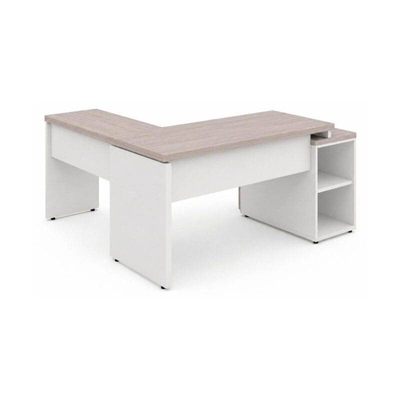 Móveis para Escritório Mesa Escritório em L Pedestal com 03 Gavetas 2,10x0,70m -  Fresno / Branco - 71134