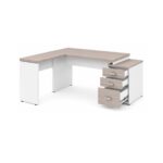 Móveis para Escritório Mesa Escritório em L Pedestal com 03 Gavetas 2,10x0,70m -  Fresno / Branco - 71134