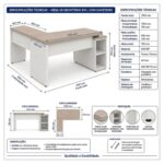 Móveis para Escritório Mesa Escritório em L Pedestal com 03 Gavetas 2,10x0,70m -  Fresno / Branco - 71134