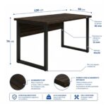 Móveis para Escritório Mesa Escritório PÉ QUADRO - 1,20x0,60m - S/ Gavetas - MARSALA/PRETO - 25469