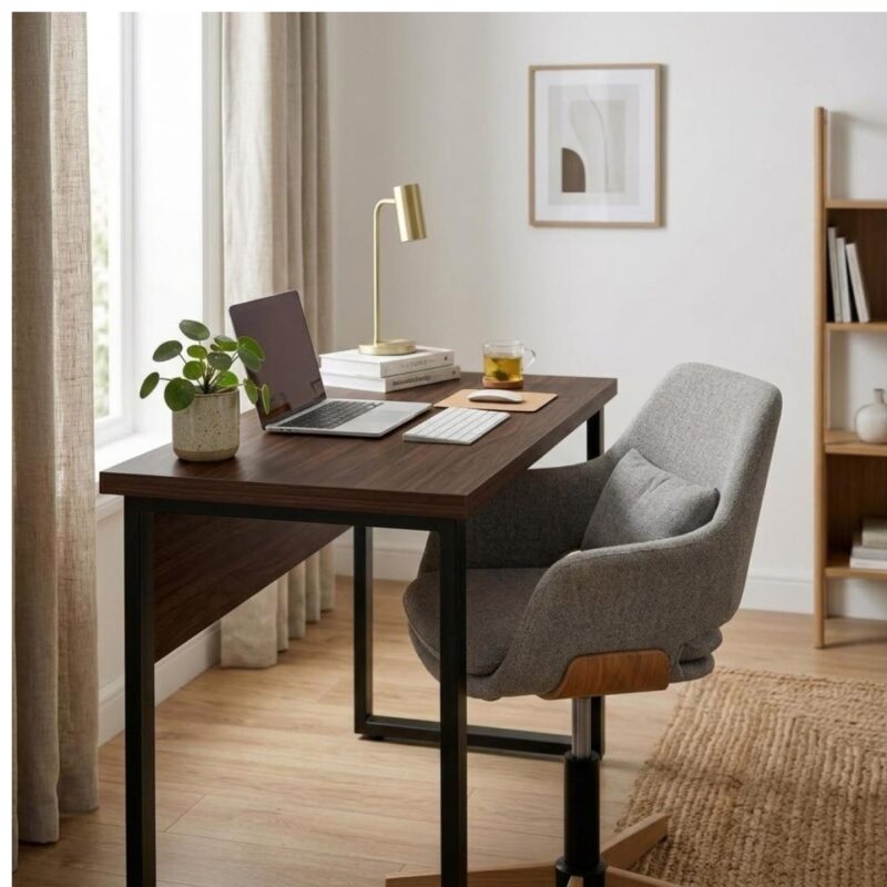 Móveis para Escritório Mesa para Escritório com Pé Industrial 1,70x0,70m - Sem Gavetas - Louro / Preto - 25474