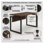 Móveis para Escritório Mesa para Escritório com Pé Industrial 1,70x0,70m - Sem Gavetas - Louro / Preto - 25474
