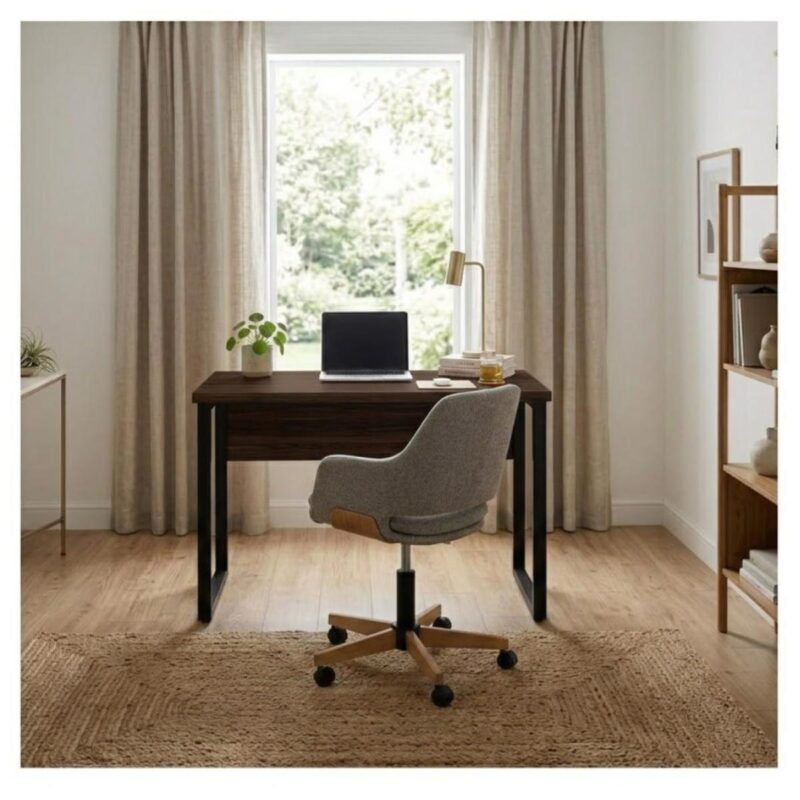 Móveis para Escritório Mesa para Escritório Pé Industrial 1,50x0,60m - S/ Gavetas - Louro / Preto - 25472