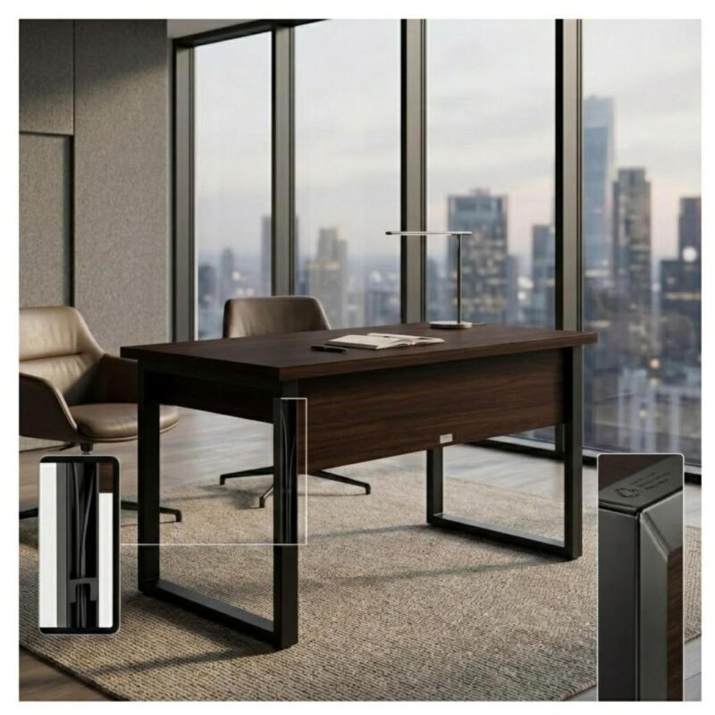 Móveis para Escritório Mesa para Escritório Pé Industrial 1,50x0,60m - S/ Gavetas - Louro / Preto - 25472