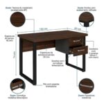Móveis para Escritório Mesa para Escritório Pé Industrial - 1,20x0,60m - Com Gavetas - Louro / Preto - 25471