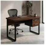 Móveis para Escritório Mesa para Escritório com Pé Industrial 1,70x0,70m - Com Gavetas - Louro / Preto - 25475