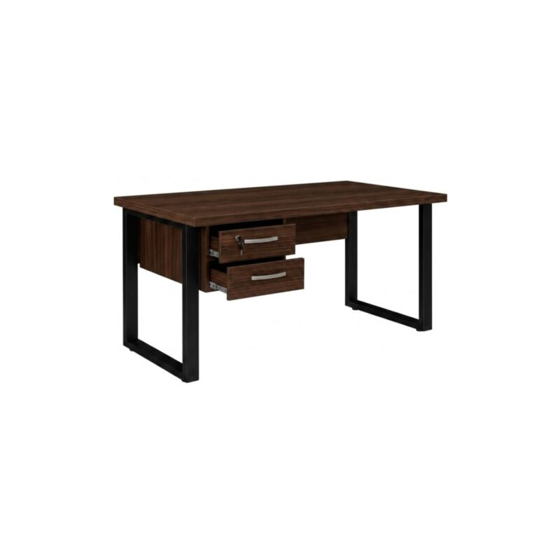 Móveis para Escritório Mesa para Escritório Pé Industrial - 1,20x0,60m - Com Gavetas - Louro / Preto - 25471