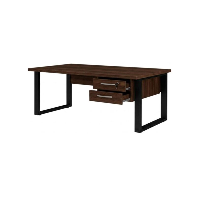 Móveis para Escritório Mesa para Escritório com Pé Industrial 1,50x0,60m - Com Gavetas - Louro / Preto - 25473