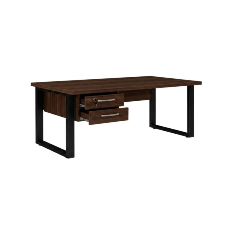 Móveis para Escritório Mesa para Escritório com Pé Industrial 1,50x0,60m - Com Gavetas - Louro / Preto - 25473