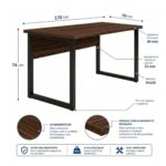 Móveis para Escritório Mesa para Escritório com Pé Industrial 1,70x0,70m - Sem Gavetas - Louro / Preto - 25474