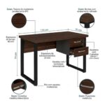 Móveis para Escritório Mesa para Escritório com Pé Industrial 1,70x0,70m - Com Gavetas - Louro / Preto - 25475
