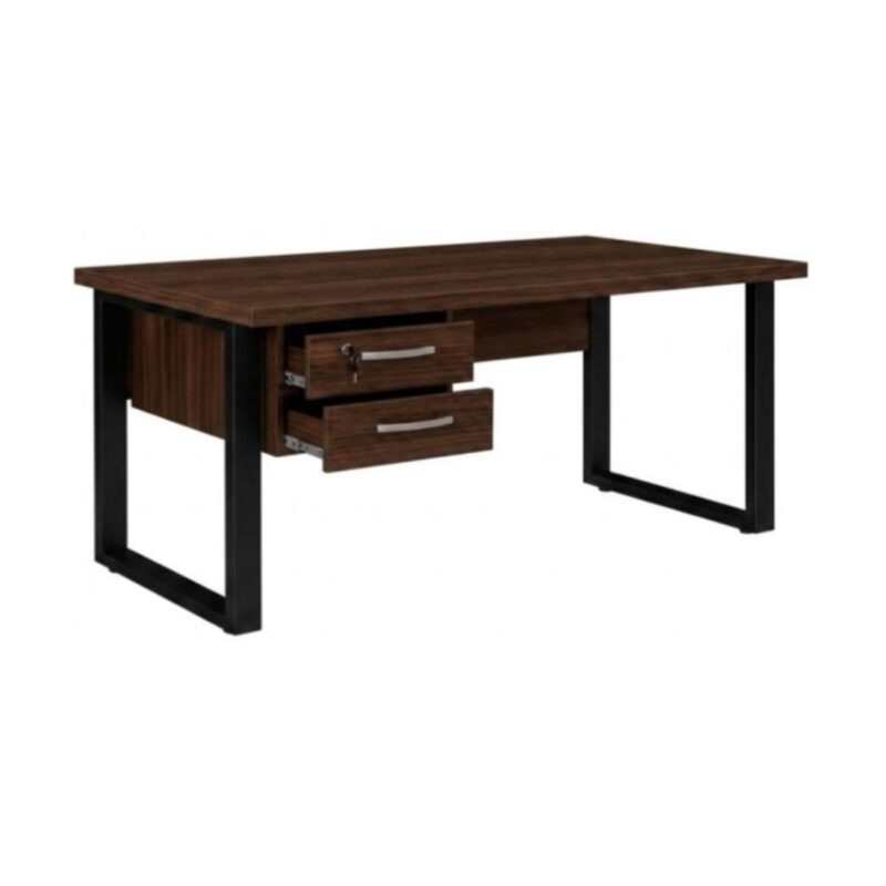 Móveis para Escritório Mesa para Escritório com Pé Industrial 1,70x0,70m - Com Gavetas - Louro / Preto - 25475
